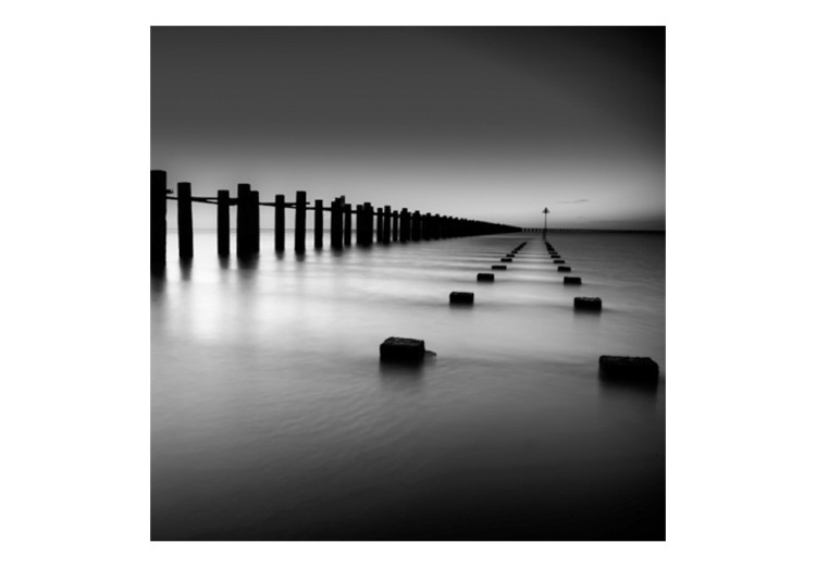 Fototapet Thames och England - svartvitt landskap med lugnt vatten och kolonner 61601 additionalImage 1