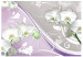 Fototapet Vita orkidéer - blommotiv på grå bakgrund med inslag av lila 60311 additionalThumb 1