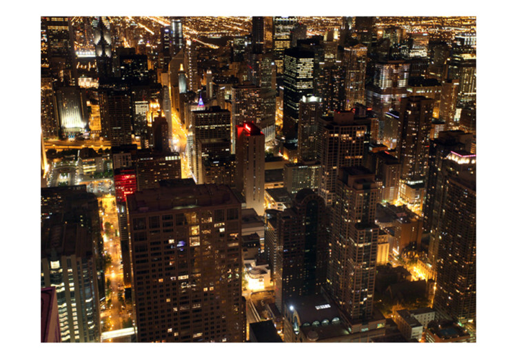Fototapet Stadens arkitektur på natten - panoramavy över höga skyskrapor i Chicago, USA 59731 additionalImage 1