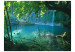 Fototapet Naturfrid - landskap med vattenfall som rinner ner i en sjö omgiven av träd 60031 additionalThumb 1