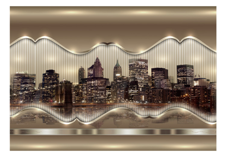 Fototapet New York - stadens landskap i glamorös stil med spegelbild 61631 additionalImage 1