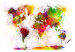 Fototapet Världen stänkt med färg - färgglad världskarta i akvarellstil 64431 additionalThumb 1