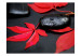Fototapet Färgernas intensitet - röda löv och svarta stenar i droppar 59841 additionalThumb 1