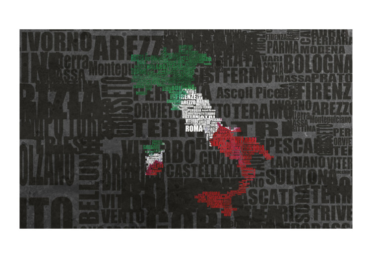 Fototapet Italien - karta över Italien i färgerna på flaggan med stadsnamn 59941 additionalImage 1