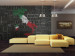 Fototapet Italien - karta över Italien i färgerna på flaggan med stadsnamn 59941