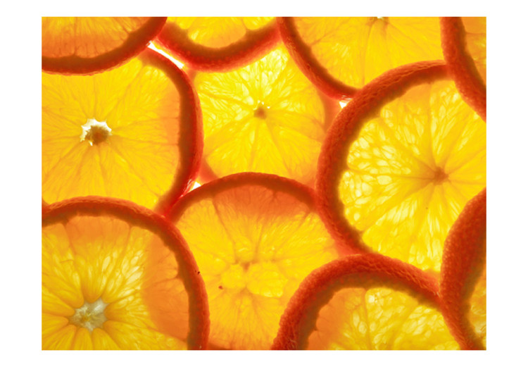 Fototapet Apelsinskivor - fruktmotiv med solen i bakgrunden för kök eller rum 60251 additionalImage 1