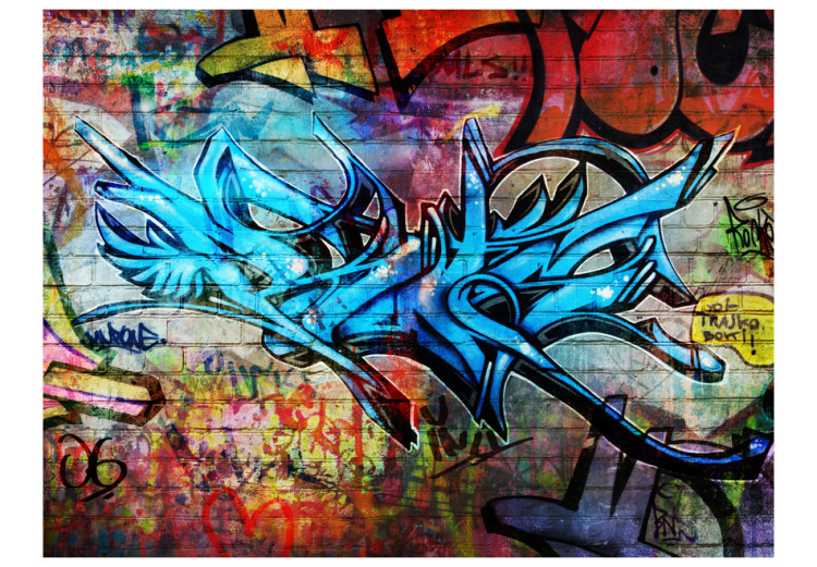 Fototapet Street art - graffiti - stads-mural med färgstarka texter och mönster 60551 additionalImage 1