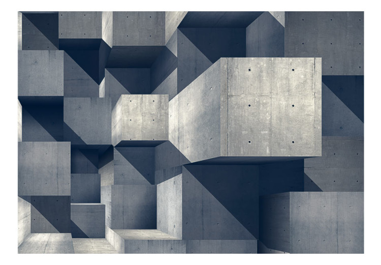 Fototapet Betonstad - futuristisk 3D-bakgrund med geometriska betongblock 61051 additionalImage 1
