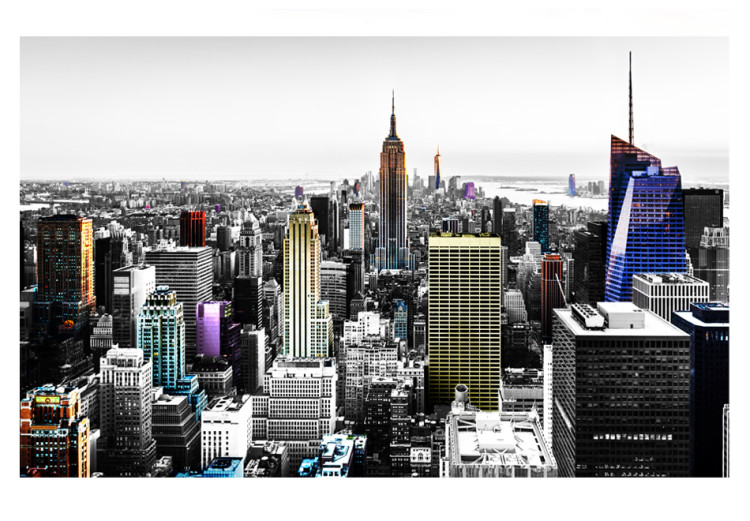 Fototapet Opaliserande skyskrapor - delvis färgad arkitektur i New York 61651 additionalImage 1