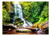 Fototapet Naturens under - landskap med ett vattenfall som rinner ner över klippor mitt i skogen 60061 additionalThumb 1