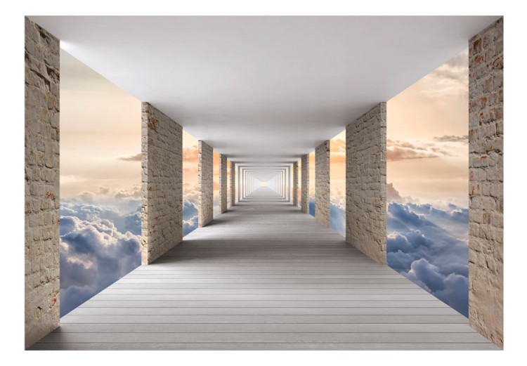 Fototapet Promenad bland molnen - korridorslandskap med murade kolonner på himlen 64471 additionalImage 1