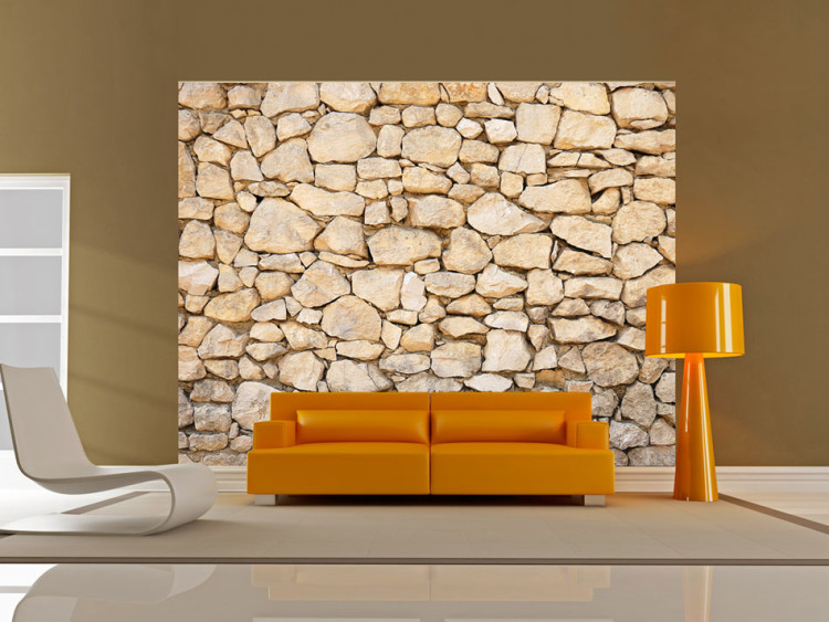 Fototapet Provencalsk stil - bakgrund med rustik stenmur i provencalsk stil 60981