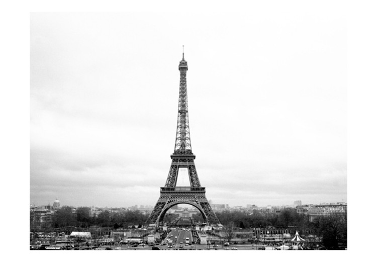 Fototapet Stadsarkitektur i Paris - svartvit retrobild av Eiffeltornet 59891 additionalImage 1