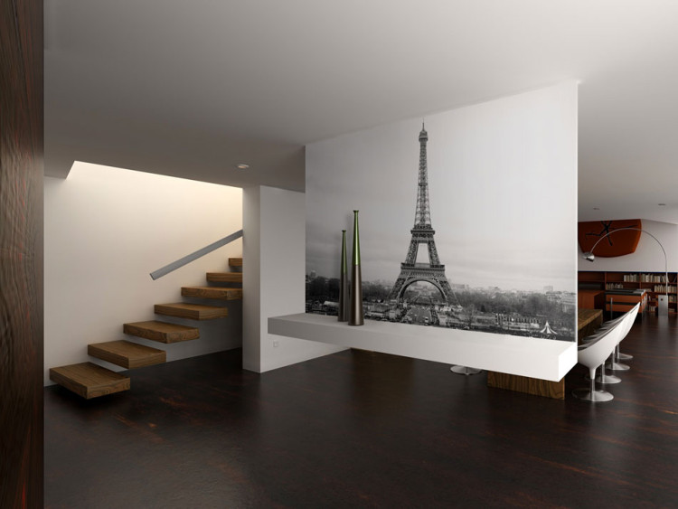 Fototapet Stadsarkitektur i Paris - svartvit retrobild av Eiffeltornet 59891