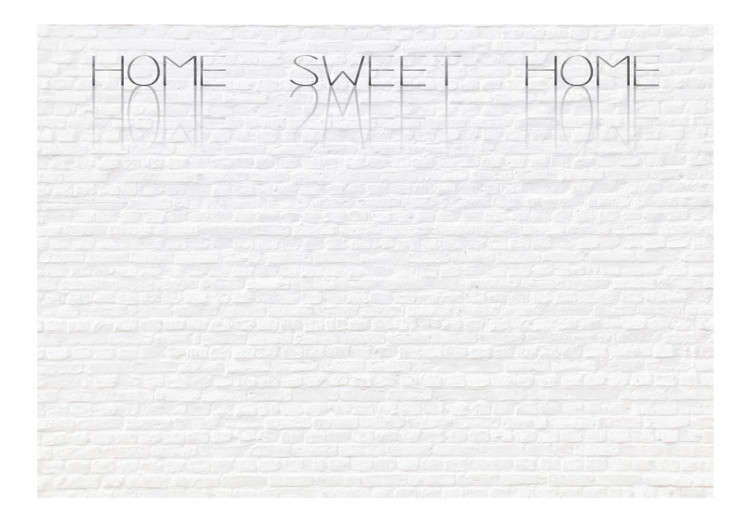 Fototapet Home sweet home - beige text på vit tegel med skugga och speglingar 60891 additionalImage 1