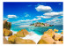 Fototapet Öde ö - landskap med hav med turkos vatten, klippor och palmer 61702 additionalThumb 1