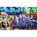 Fototapet Graffiti-vägg - street art-mural med en röd katt och färgstarka texter 60612 additionalThumb 3