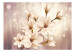 Fototapet Vita magnolior - blommor på bakgrund med ljus och lila ränder 66212 additionalThumb 1