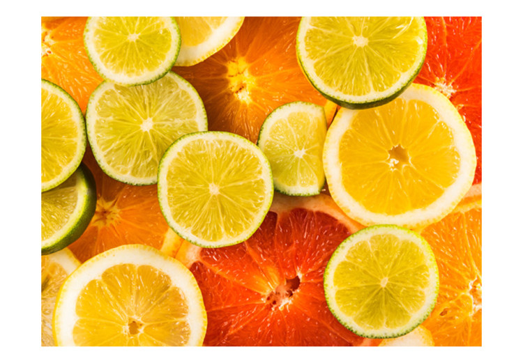 Fototapet Sommaruppfriskning - apelsinkomposition med citrusfrukter 59822 additionalImage 1