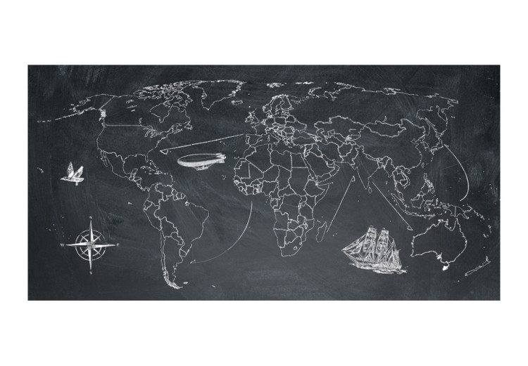 Fototapet Världskarta - kontinenter på svart bakgrund med spanska etiketter 60022 additionalImage 1