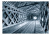 Fototapet Svartvit arkitektur - stor grå träbro i tunnel över floden 64522 additionalThumb 1