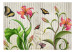 Fototapet Vintage - äng och färgrik natur med fantasifulla blommor och fjärilar 60732 additionalThumb 1