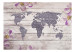 Fototapet Världen av blommor - tegelvärldskarta på vit träbakgrund med text 63952 additionalThumb 1