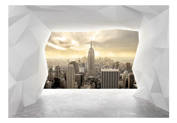 Fototapet Geometrisk arkitektur - utsikt från fönstret på New Yorks skyskrapor 66243 additionalImage 1