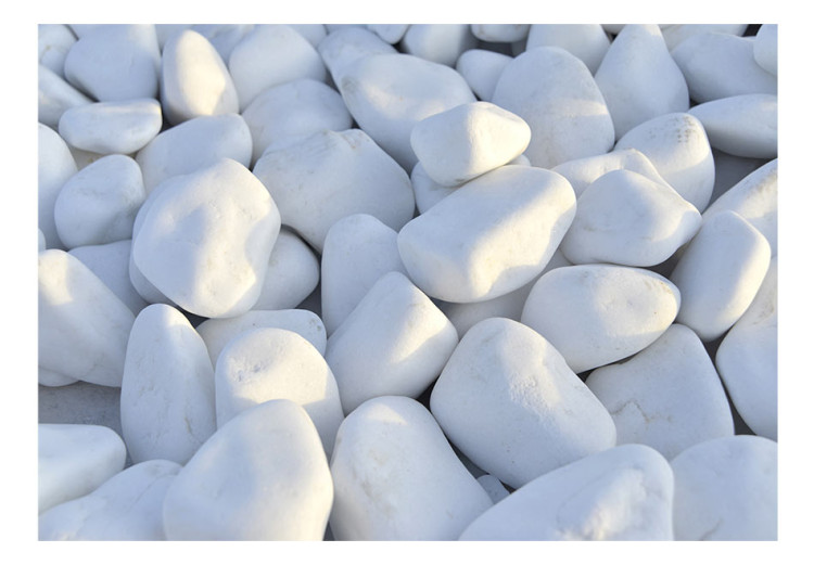 Fototapet Stenig strand - bakgrund med mönster av enhetliga vita stenar i solskenet 62453 additionalImage 1