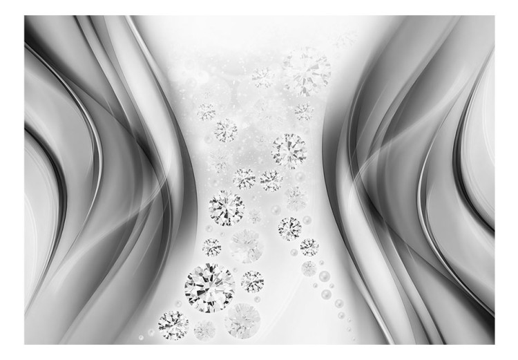 Fototapet Diamantregn - abstraktion med fallande diamanter bland silverfärgade vågor 61773 additionalImage 1