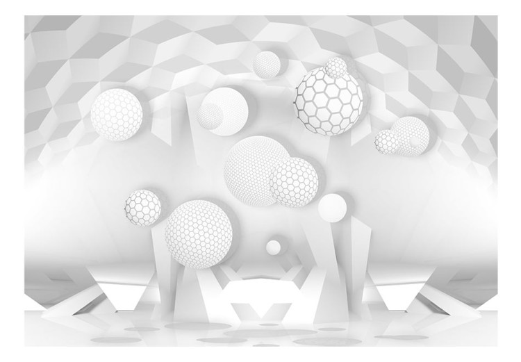 Fototapet Geometriskt motiv - vit abstraktion i nyanser av vitt och grått 62304 additionalImage 1