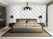 Fototapet Subtil glamour - mönster med vit quiltning av lädertextur för sovrummet 61014