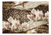 Fototapet Guldglitter - pärlor och magnoliablommor på subtilt mönstrad bakgrund 64024 additionalThumb 1