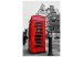 Fototapet Telefon - svartvit stadarkitektur i London med röd telefonkiosk 59934 additionalThumb 1