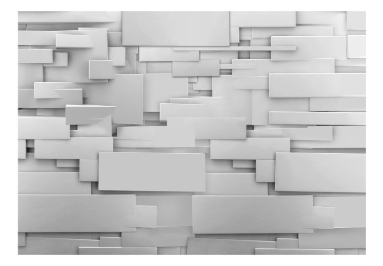 Fototapet Abstraktion - geometrisk bakgrund med vita rektanglar och 3D-effekt 60934 additionalImage 1