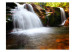 Fototapet Naturfrid - vattenfall på bruna klippor som rinner ner i en flod 60044 additionalThumb 1