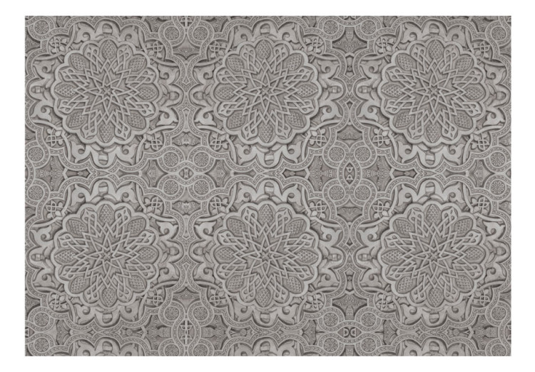 Fototapet Orientaliskt ornament - bakgrund med mozaikmönster i grå orientalisk stil 60144 additionalImage 1