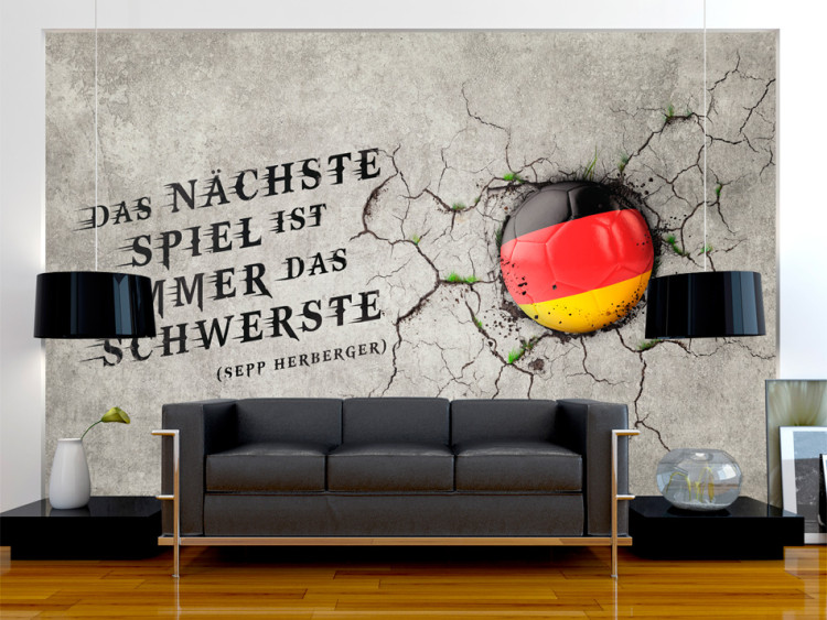 Fototapet Fotbollsmotivation - tyskt citat om fotboll med flagga 61144