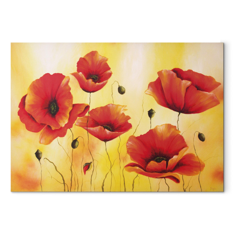 Målning Makens subtilitet (1-del) - Växtmotiv med röda blommor 47154