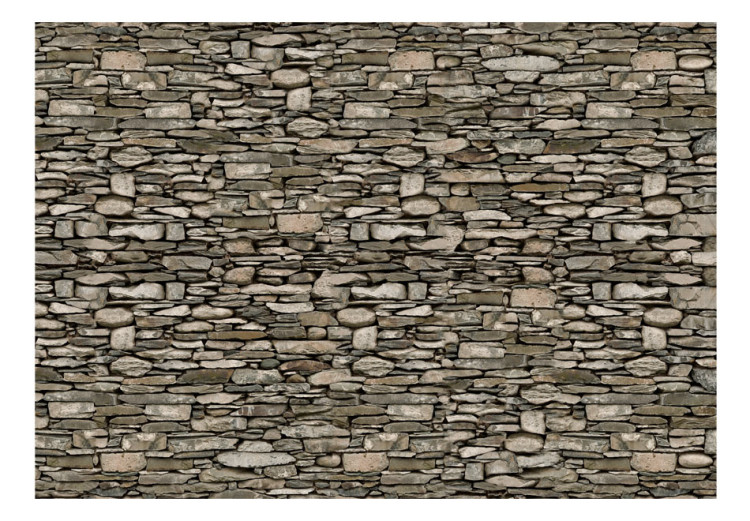 Fototapet Mur - vägg med murverksmönster i grå sten i olika former 61854 additionalImage 1