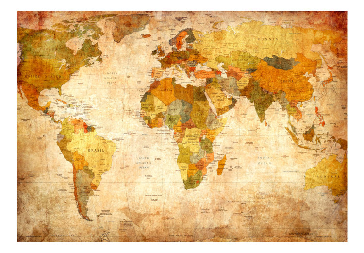 Fototapet Världskarta - karta med lands- och huvudstäder i retrostil 59964 additionalImage 1