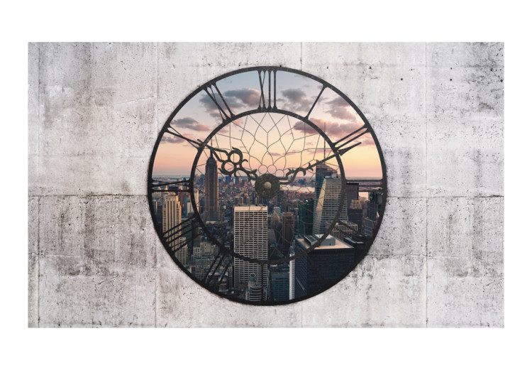 Fototapet New York i klocka - vy från fönster på arkitektur med skyskrapor 61564 additionalImage 1