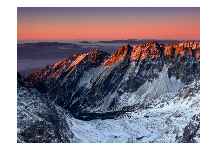 Fototapet Vinterbergsscen - soluppgång över klippiga berg 59974 additionalImage 1
