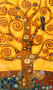 Fototapet Livets träd (Gustav Klimt) - fantasifullt träd med löv på gul bakgrund 60474