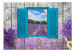 Fototapet Vykort från Provence - Provencala motiv i retrostil, ett fönster med utsikt över ett lavendelfält 64174 additionalThumb 1
