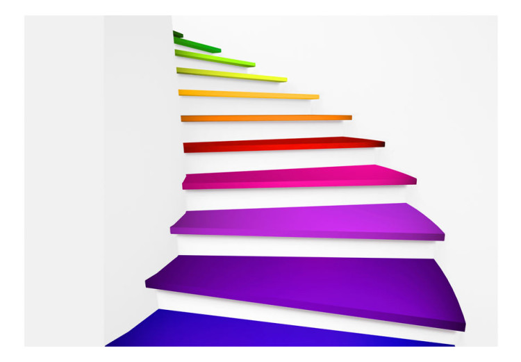 Fototapet Abstraktion med färg - 3D-illusion i rymden med regnbågsfärgade trappor 59784 additionalImage 1