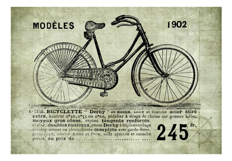 Fototapet Retro cykling - cykel mot bakgrund av skiss och fransk text 64584 additionalImage 1