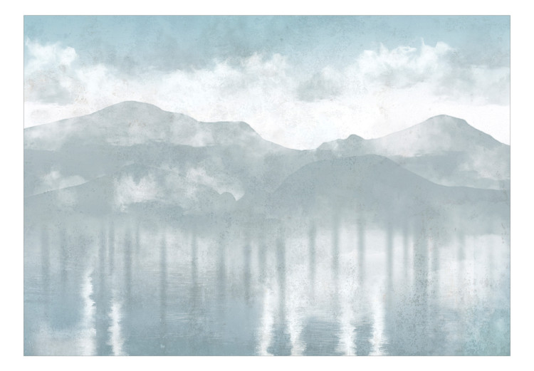 Fototapet Hazy Landscape - View of the Mountains and the Lake in Delicate Tones 146005 additionalImage 1