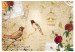 Fototapet Vykort från gamla tider - fåglar och blommor på kompositionen i retrostil 61105 additionalThumb 1