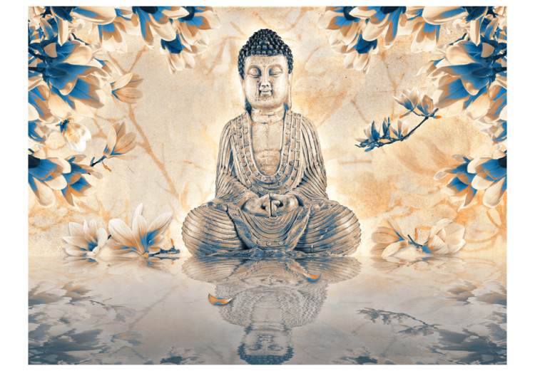 Fototapet Asiens kultur - mediterande Buddha på en vattenspegel omgiven av magnolior 61405 additionalImage 1